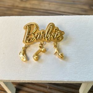 Vintage Barbie Brooch with Charms, Gold Tone, 1994 Mattel Inc, Shoe Phone